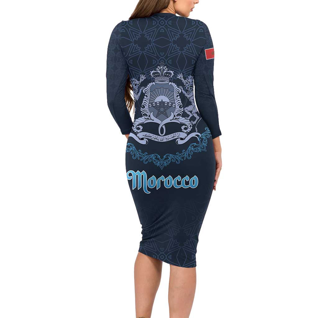 Morocco Happy Eid Mubarak Family Matching Long Sleeve Bodycon Dress and Hawaiian Shirt Eid Al-Adha