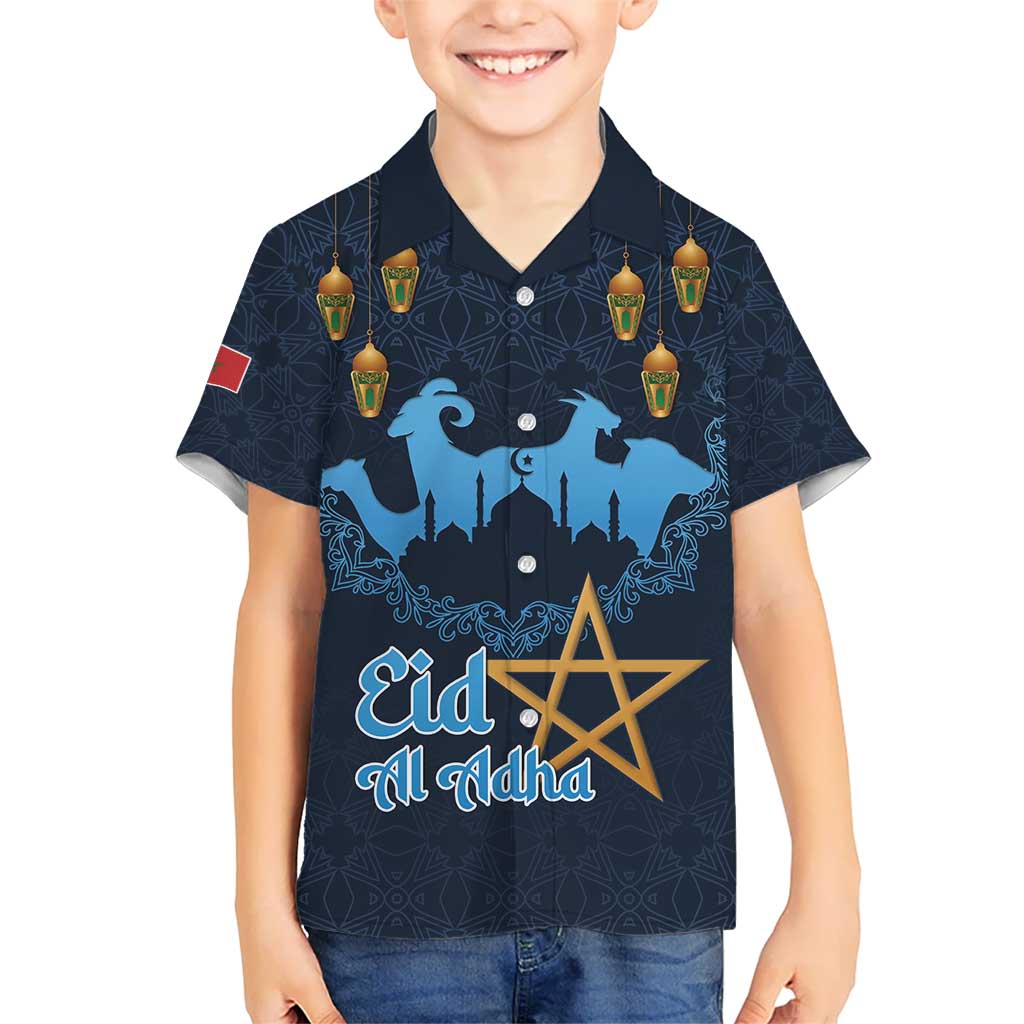 Morocco Happy Eid Mubarak Kid Hawaiian Shirt Eid Al-Adha