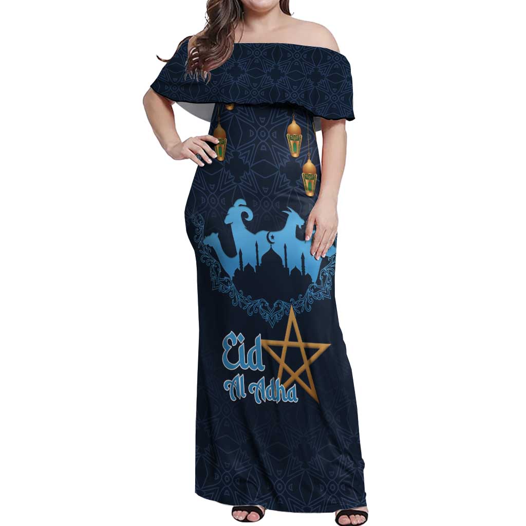 Morocco Happy Eid Mubarak Off Shoulder Maxi Dress Eid Al-Adha