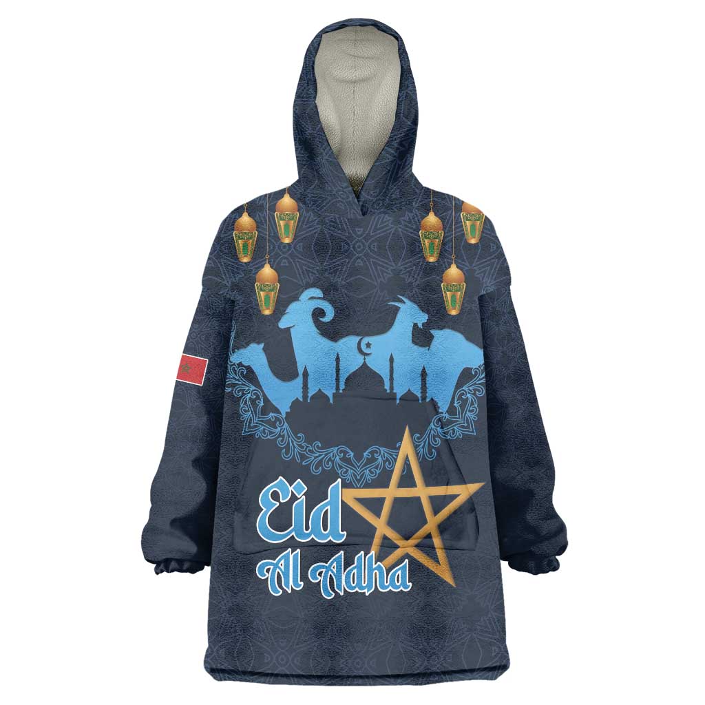 Morocco Happy Eid Mubarak Wearable Blanket Hoodie Eid Al-Adha
