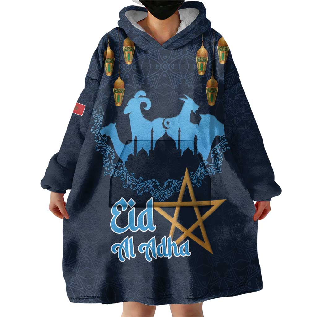 Morocco Happy Eid Mubarak Wearable Blanket Hoodie Eid Al-Adha
