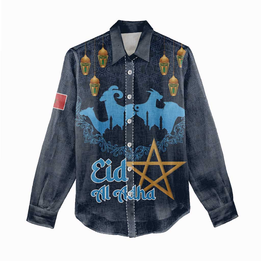Morocco Happy Eid Mubarak Women Casual Shirt Eid Al-Adha
