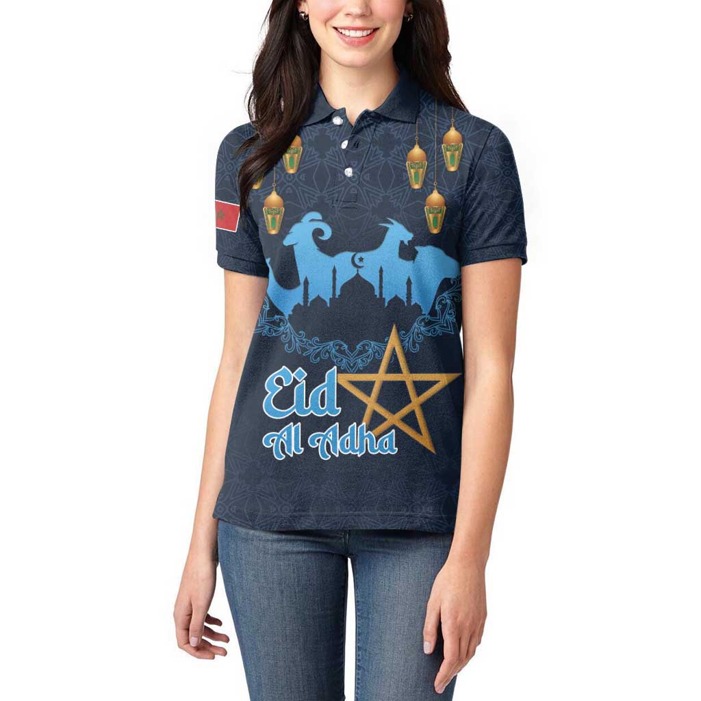 Morocco Happy Eid Mubarak Women Polo Shirt Eid Al-Adha