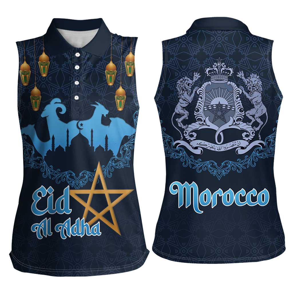 Morocco Happy Eid Mubarak Women Sleeveless Polo Shirt Eid Al-Adha