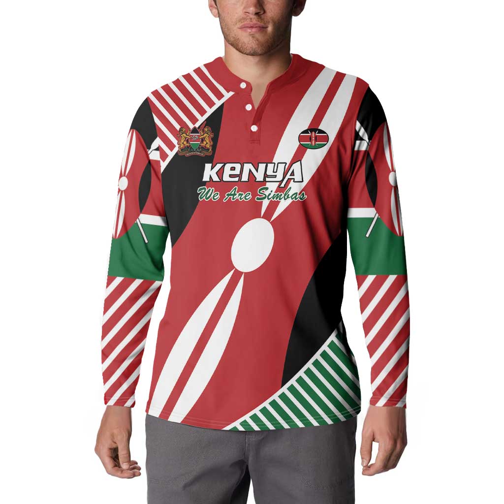 Custom Kenya Rugby Button Sweatshirt Flag Style - Wonder Print Shop