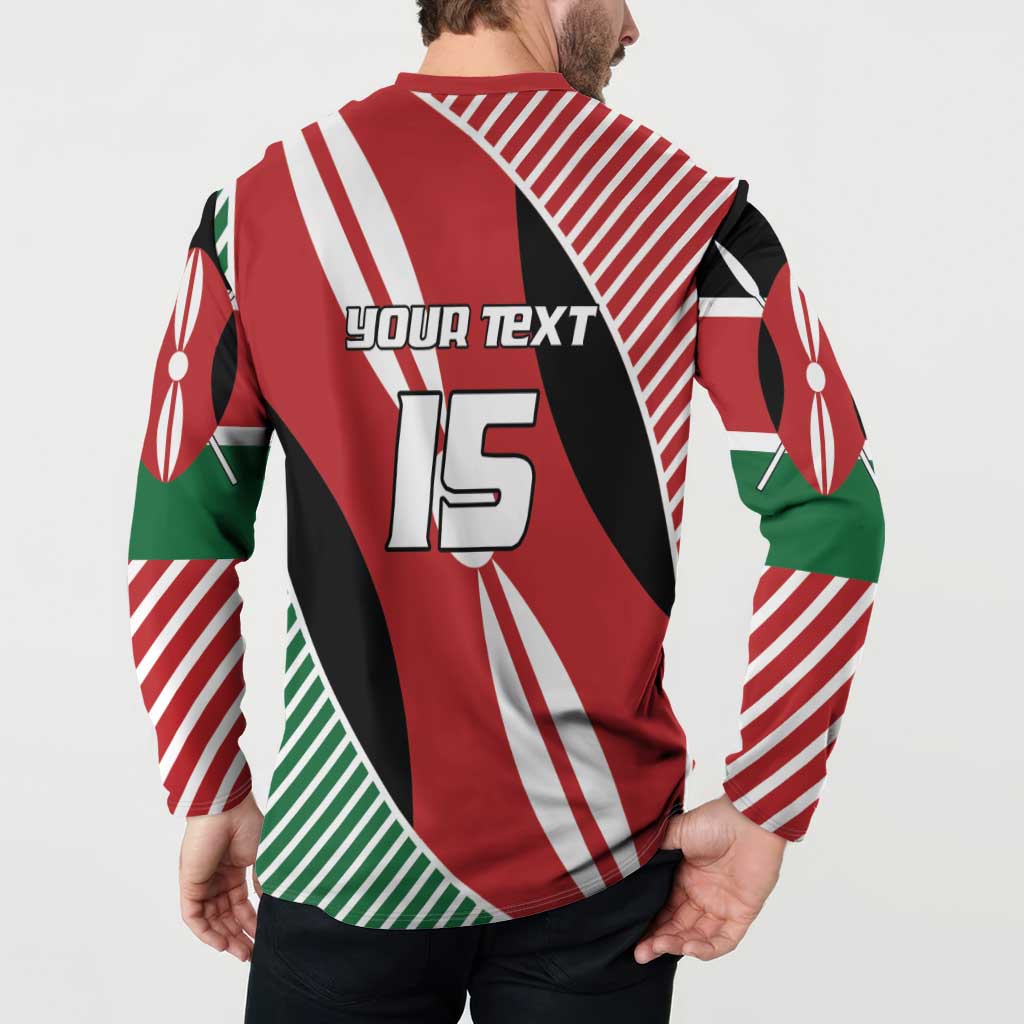 Custom Kenya Rugby Button Sweatshirt Flag Style - Wonder Print Shop