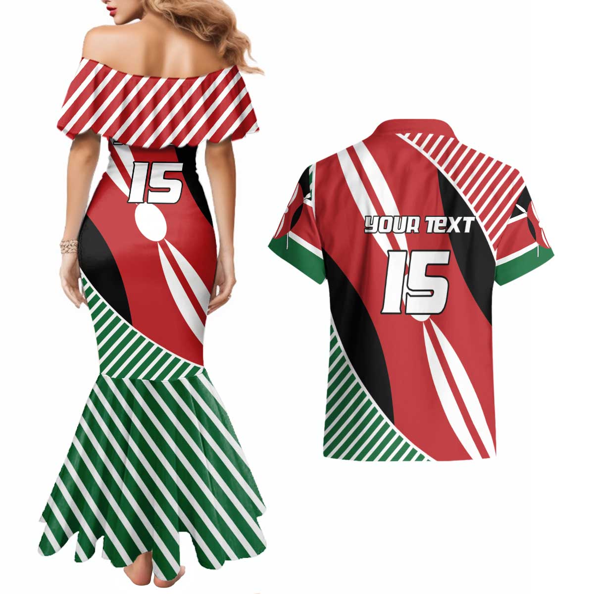 Custom Kenya Rugby Couples Matching Mermaid Dress and Hawaiian Shirt Flag Style - Wonder Print Shop