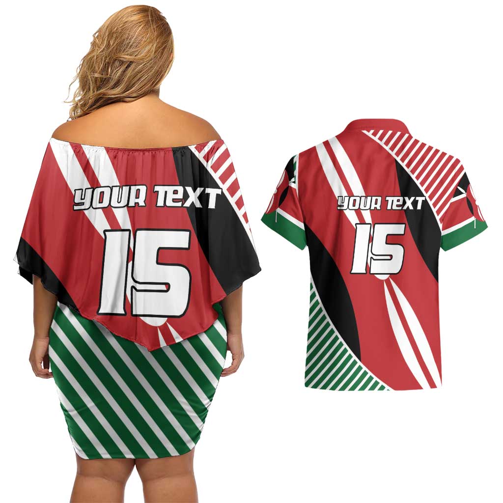 Custom Kenya Rugby Couples Matching Off Shoulder Short Dress and Hawaiian Shirt Flag Style - Wonder Print Shop