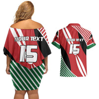 Custom Kenya Rugby Couples Matching Off Shoulder Short Dress and Hawaiian Shirt Flag Style - Wonder Print Shop