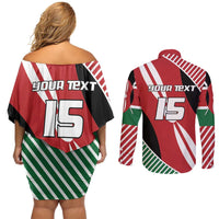 Custom Kenya Rugby Couples Matching Off Shoulder Short Dress and Long Sleeve Button Shirt Flag Style - Wonder Print Shop