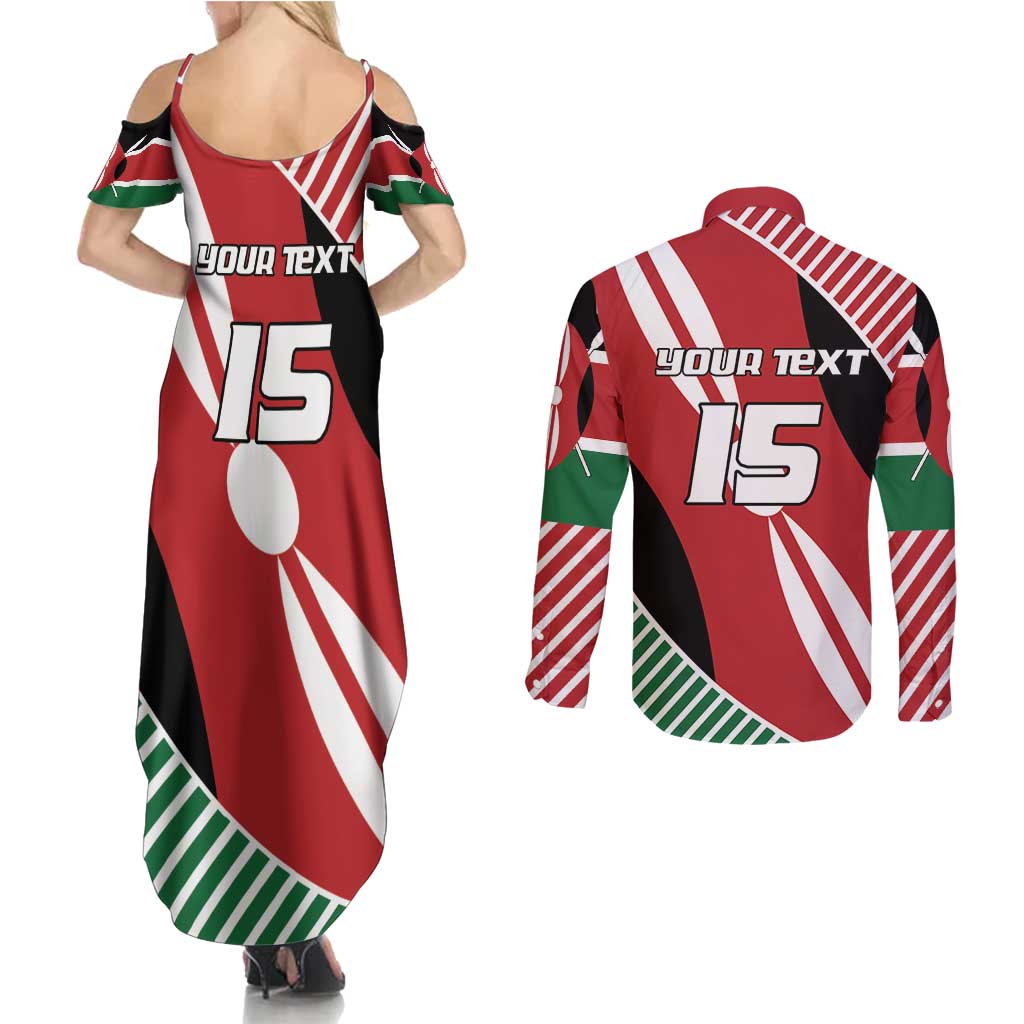 Custom Kenya Rugby Couples Matching Summer Maxi Dress and Long Sleeve Button Shirt Flag Style - Wonder Print Shop