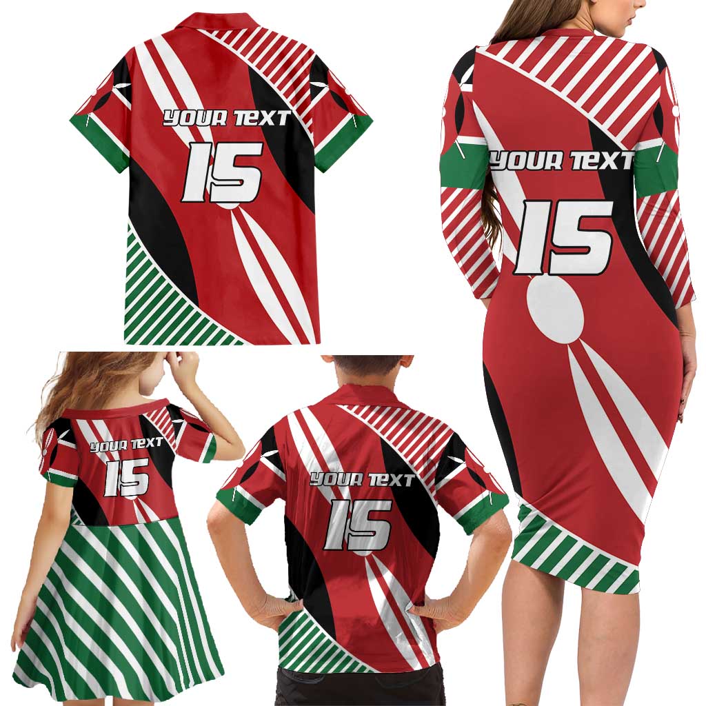 Custom Kenya Rugby Family Matching Long Sleeve Bodycon Dress and Hawaiian Shirt Flag Style - Wonder Print Shop