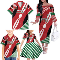 Custom Kenya Rugby Family Matching Off The Shoulder Long Sleeve Dress and Hawaiian Shirt Flag Style - Wonder Print Shop
