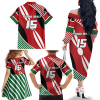 Custom Kenya Rugby Family Matching Off The Shoulder Long Sleeve Dress and Hawaiian Shirt Flag Style - Wonder Print Shop