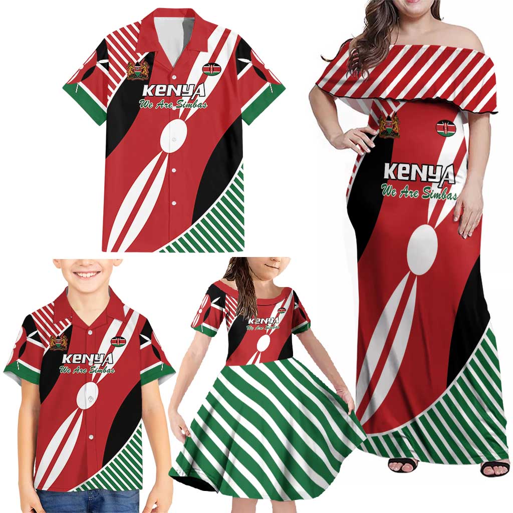 Custom Kenya Rugby Family Matching Off Shoulder Maxi Dress and Hawaiian Shirt Flag Style - Wonder Print Shop