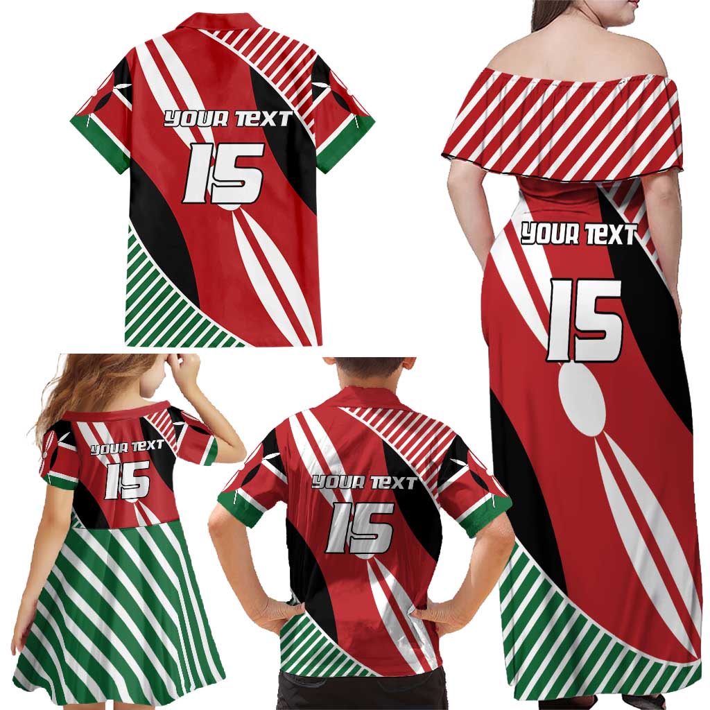 Custom Kenya Rugby Family Matching Off Shoulder Maxi Dress and Hawaiian Shirt Flag Style - Wonder Print Shop