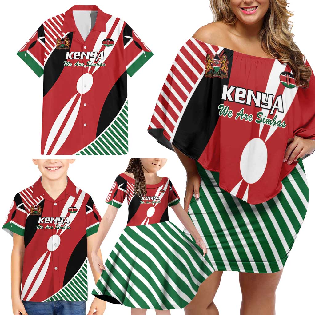 Custom Kenya Rugby Family Matching Off Shoulder Short Dress and Hawaiian Shirt Flag Style - Wonder Print Shop