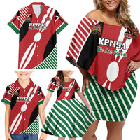 Custom Kenya Rugby Family Matching Off Shoulder Short Dress and Hawaiian Shirt Flag Style - Wonder Print Shop