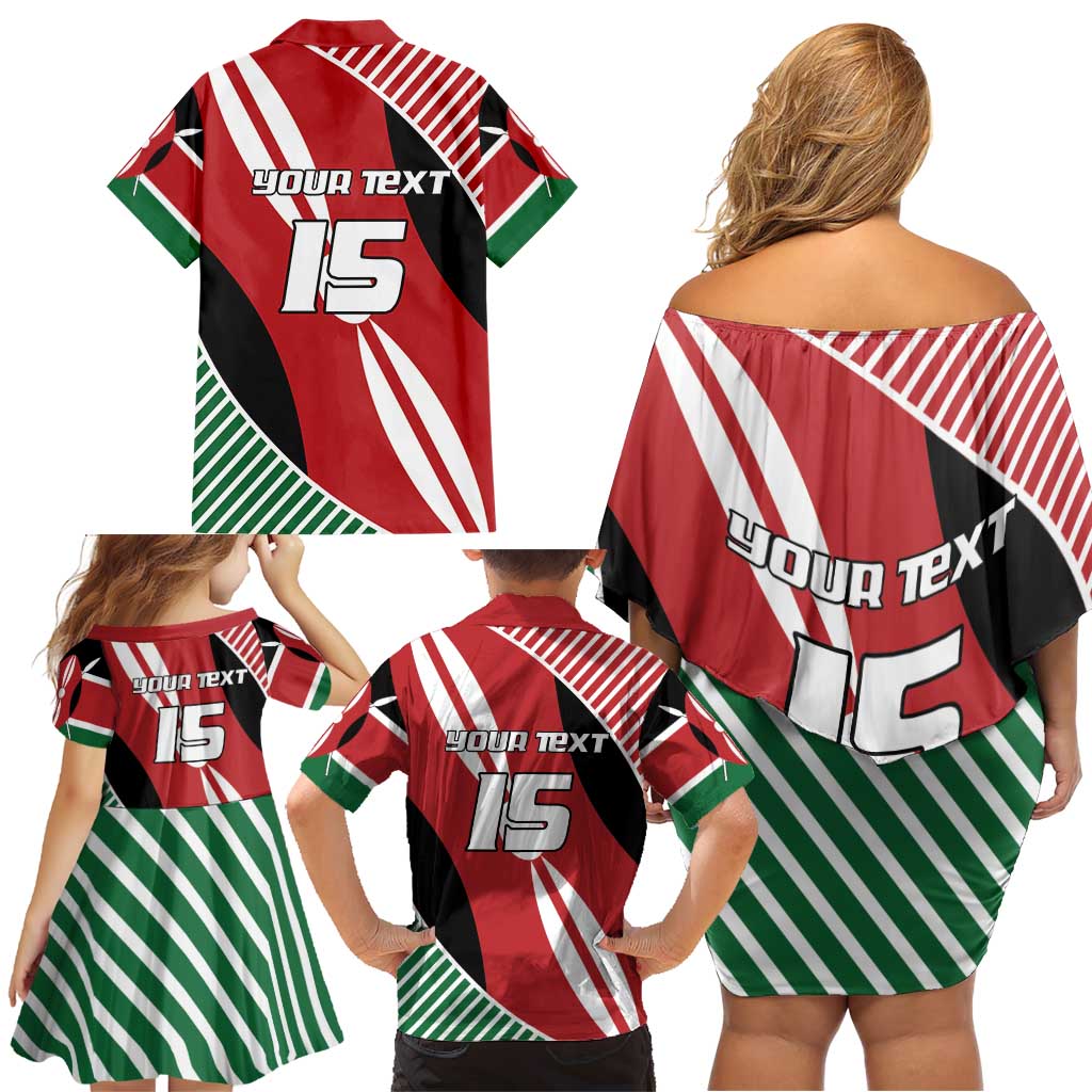 Custom Kenya Rugby Family Matching Off Shoulder Short Dress and Hawaiian Shirt Flag Style - Wonder Print Shop