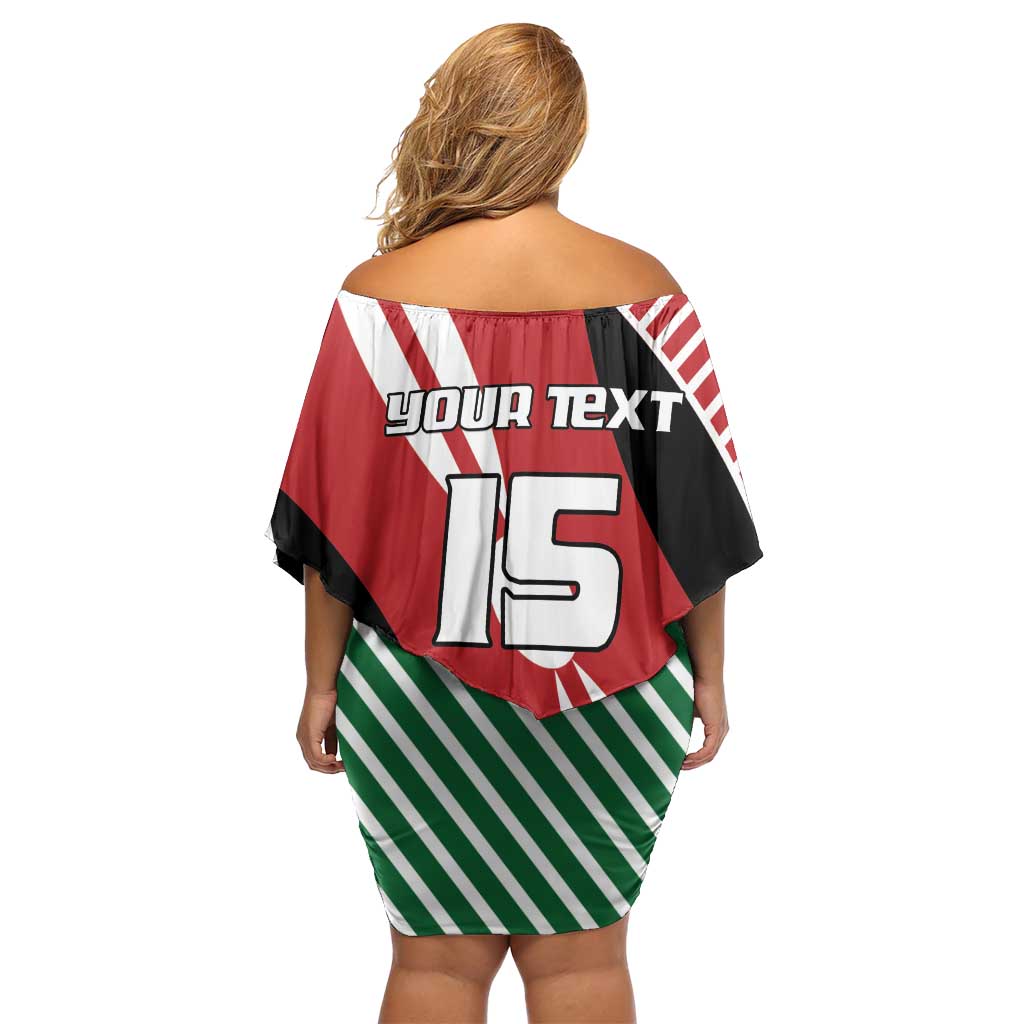 Custom Kenya Rugby Family Matching Off Shoulder Short Dress and Hawaiian Shirt Flag Style - Wonder Print Shop