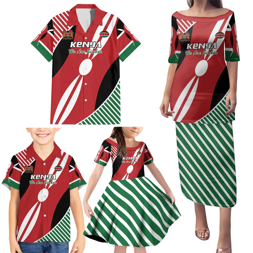 Custom Kenya Rugby Family Matching Puletasi and Hawaiian Shirt Flag Style - Wonder Print Shop