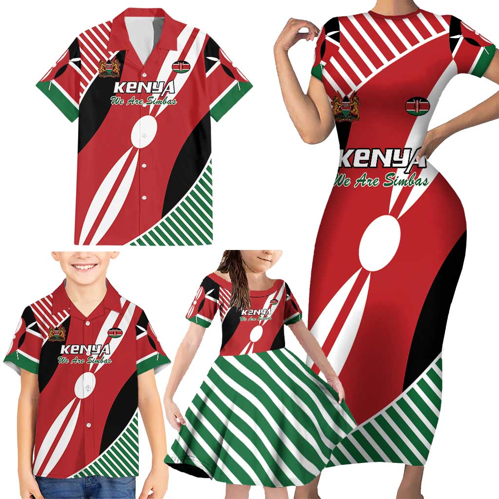 Custom Kenya Rugby Family Matching Short Sleeve Bodycon Dress and Hawaiian Shirt Flag Style - Wonder Print Shop