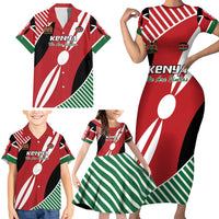 Custom Kenya Rugby Family Matching Short Sleeve Bodycon Dress and Hawaiian Shirt Flag Style - Wonder Print Shop