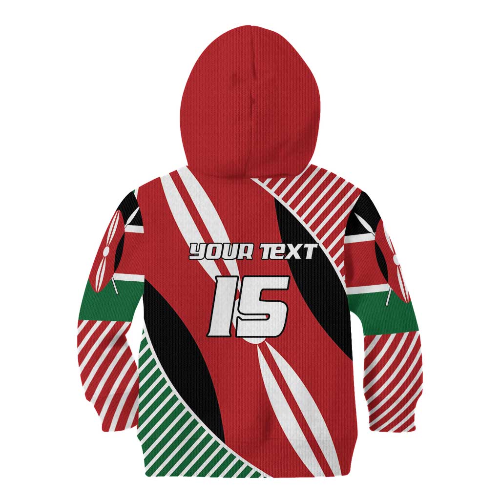 Custom Kenya Rugby Kid Hoodie Flag Style - Wonder Print Shop