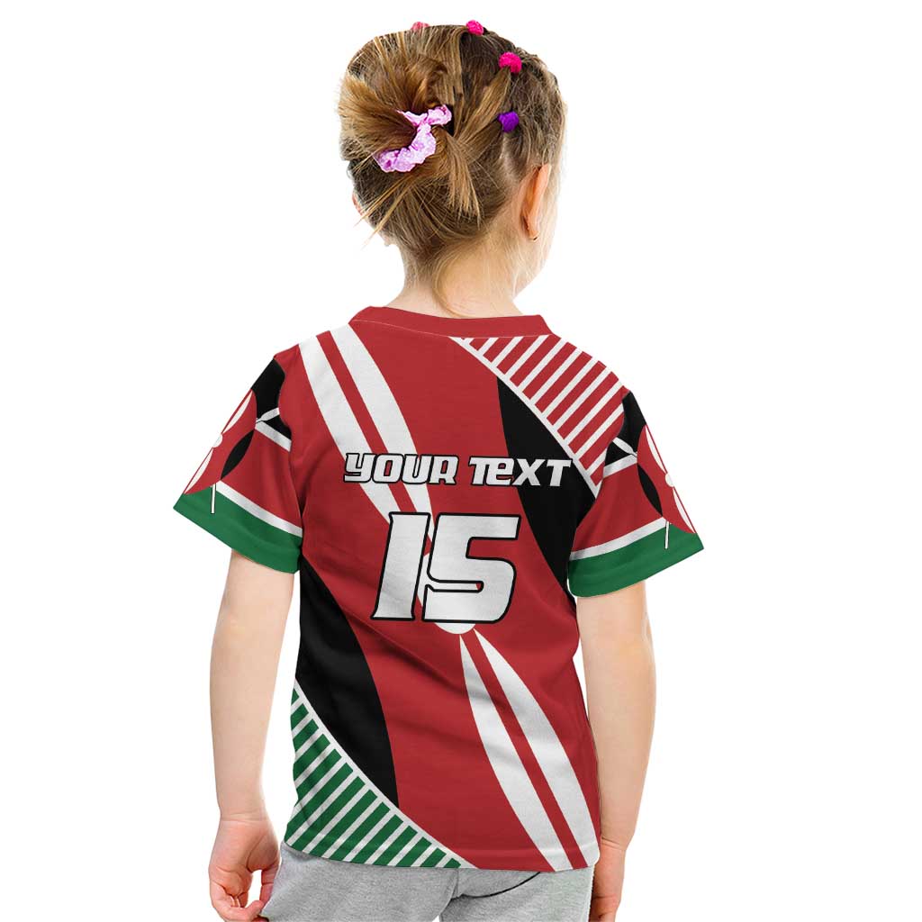 Custom Kenya Rugby Kid T Shirt Flag Style - Wonder Print Shop