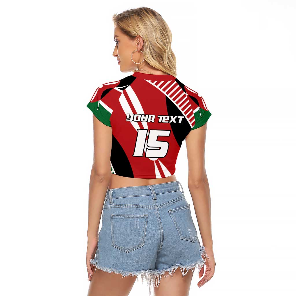 Custom Kenya Rugby Raglan Cropped T Shirt Flag Style - Wonder Print Shop