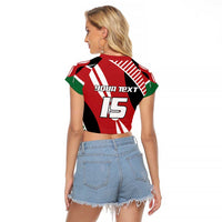 Custom Kenya Rugby Raglan Cropped T Shirt Flag Style - Wonder Print Shop