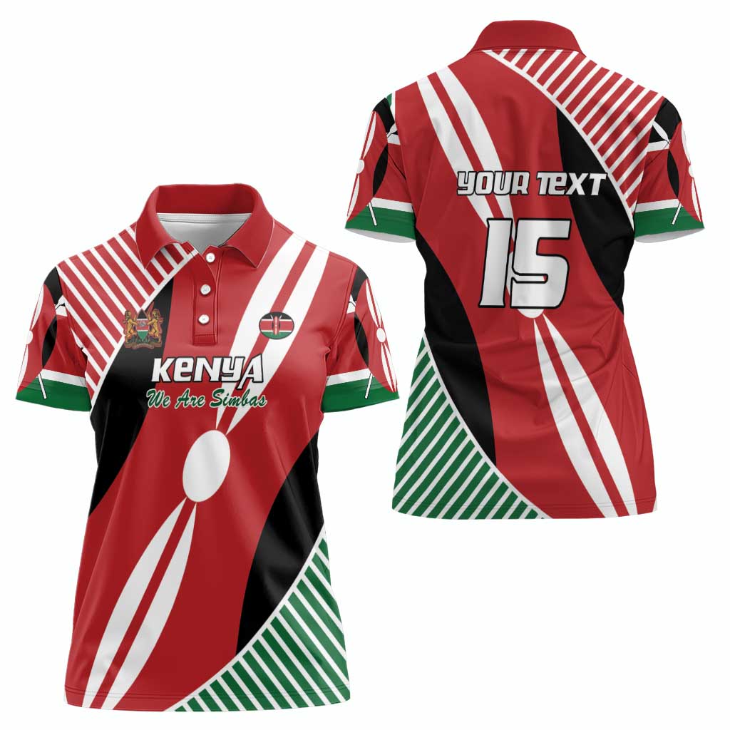Custom Kenya Rugby Women Polo Shirt Flag Style - Wonder Print Shop