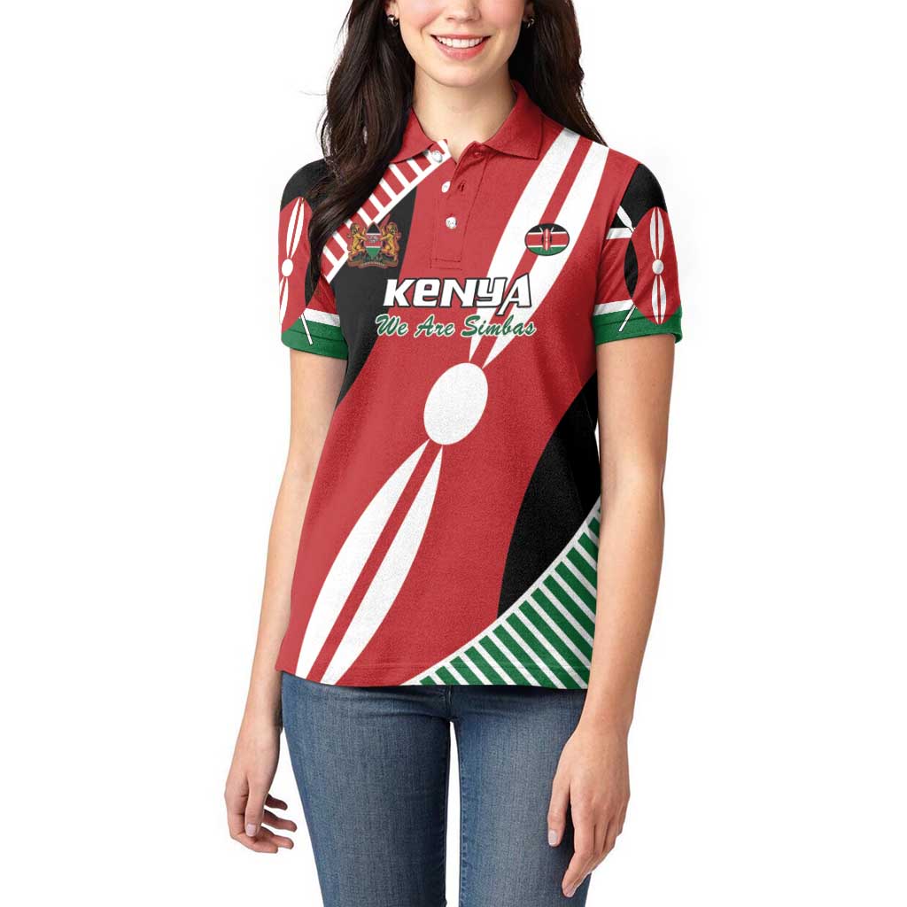 Custom Kenya Rugby Women Polo Shirt Flag Style - Wonder Print Shop