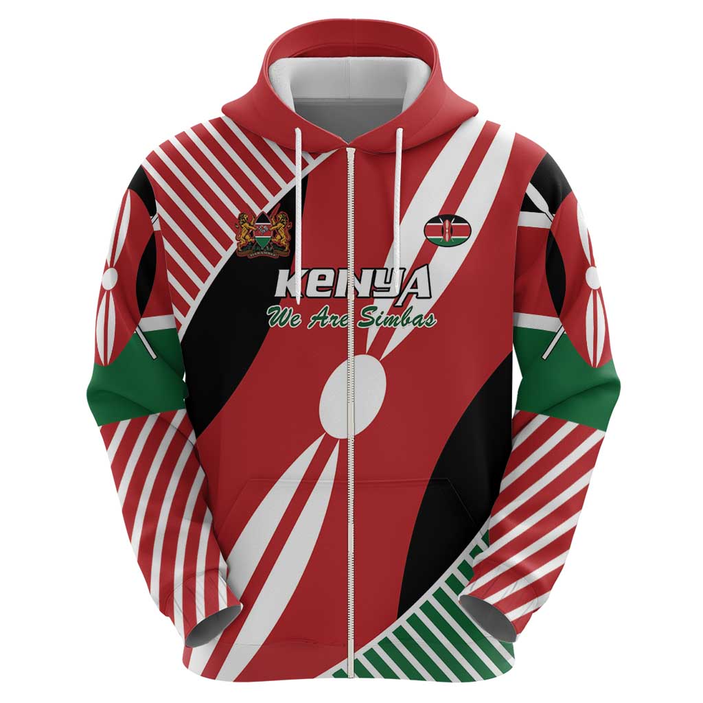Custom Kenya Rugby Zip Hoodie Flag Style - Wonder Print Shop