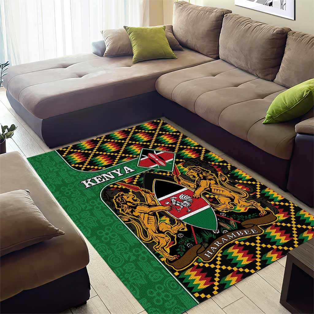 Kenya Area Rug Coat Of Arms Kente Pattern - Wonder Print Shop