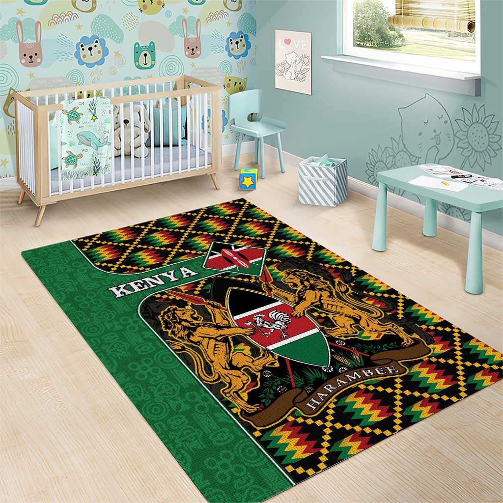 Kenya Area Rug Coat Of Arms Kente Pattern - Wonder Print Shop