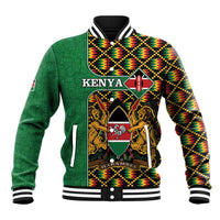 Kenya Baseball Jacket Coat Of Arms Kente Pattern - Wonder Print Shop