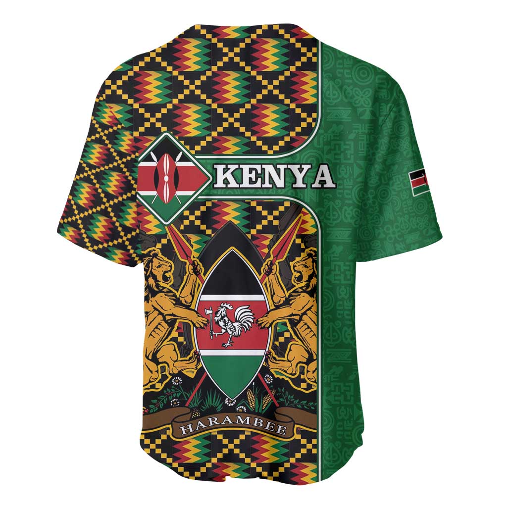 Kenya Baseball Jersey Coat Of Arms Kente Pattern - Wonder Print Shop