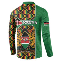 Kenya Button Sweatshirt Coat Of Arms Kente Pattern - Wonder Print Shop