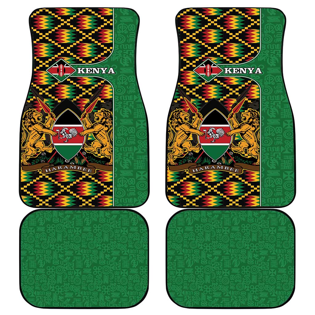Kenya Car Mats Coat Of Arms Kente Pattern - Wonder Print Shop