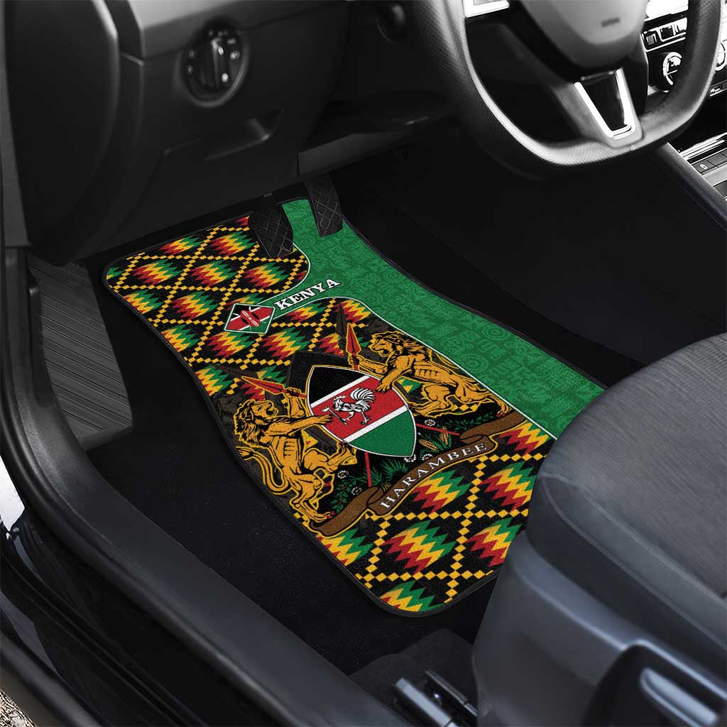 Kenya Car Mats Coat Of Arms Kente Pattern - Wonder Print Shop
