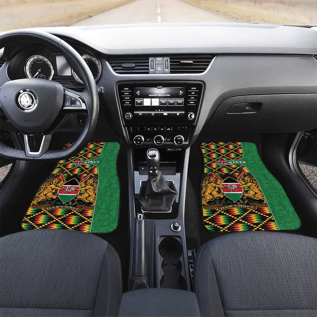 Kenya Car Mats Coat Of Arms Kente Pattern - Wonder Print Shop
