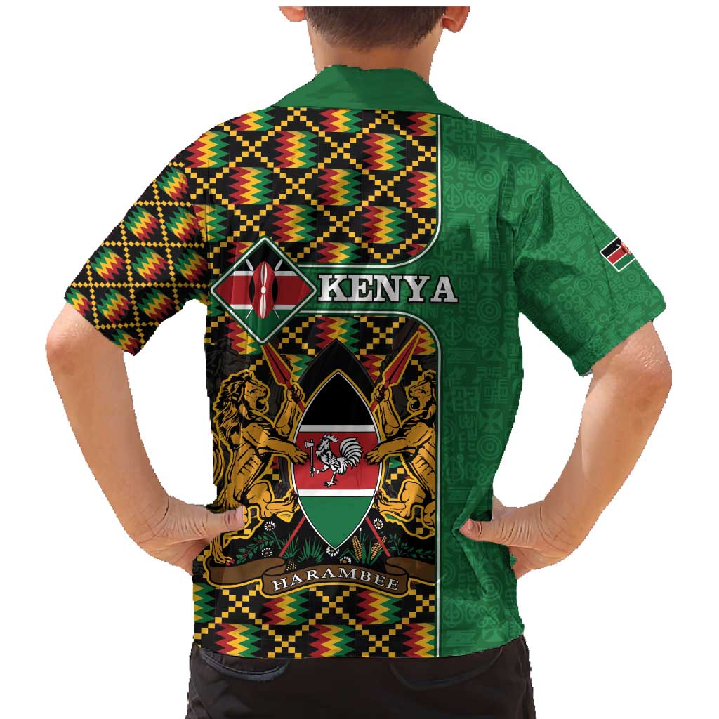 Kenya Family Matching Mermaid Dress and Hawaiian Shirt Coat Of Arms Kente Pattern - Wonder Print Shop