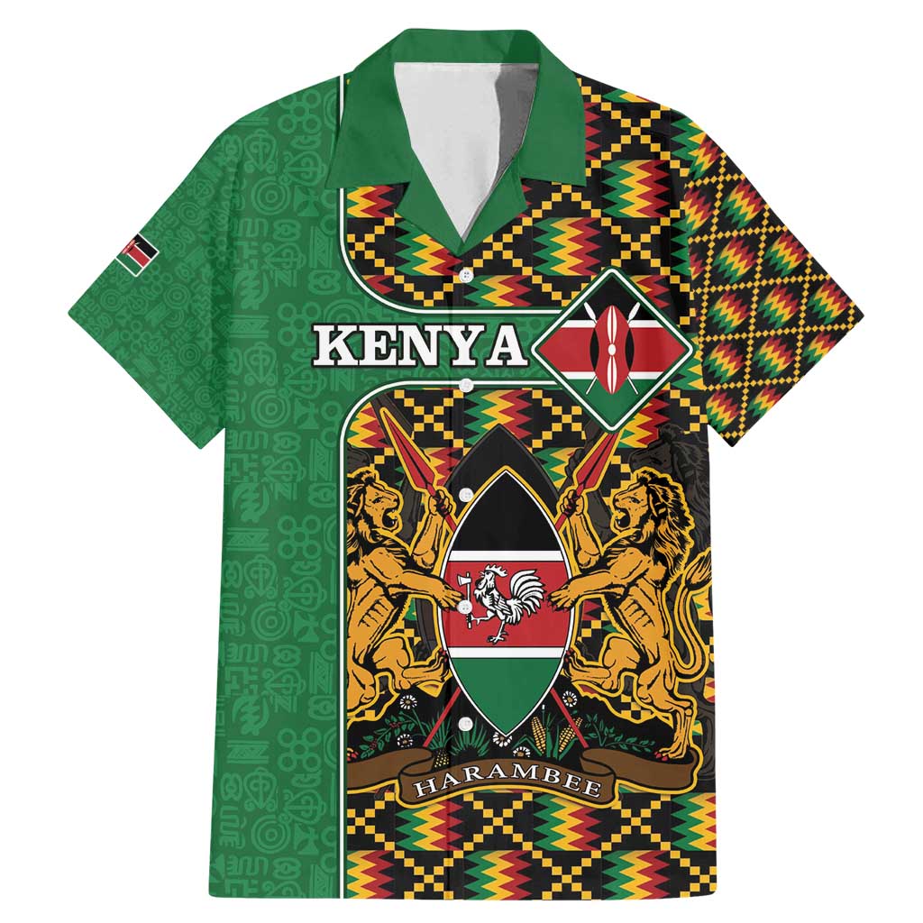 Kenya Family Matching Mermaid Dress and Hawaiian Shirt Coat Of Arms Kente Pattern - Wonder Print Shop