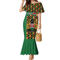 Kenya Family Matching Mermaid Dress and Hawaiian Shirt Coat Of Arms Kente Pattern - Wonder Print Shop
