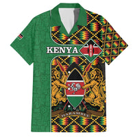 Kenya Family Matching Off The Shoulder Long Sleeve Dress and Hawaiian Shirt Coat Of Arms Kente Pattern - Wonder Print Shop