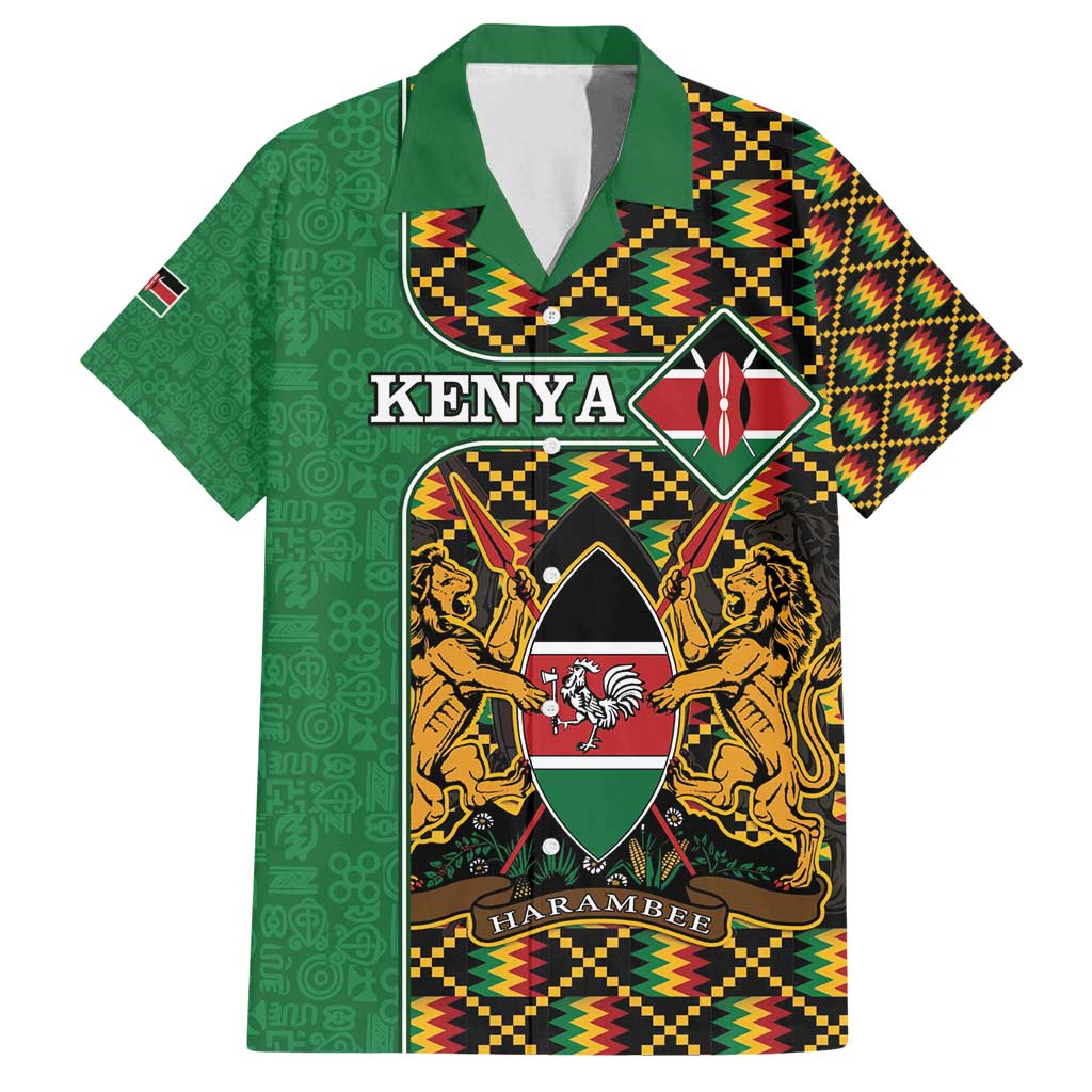 Kenya Family Matching Puletasi and Hawaiian Shirt Coat Of Arms Kente Pattern - Wonder Print Shop