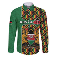 Kenya Family Matching Short Sleeve Bodycon Dress and Hawaiian Shirt Coat Of Arms Kente Pattern - Wonder Print Shop