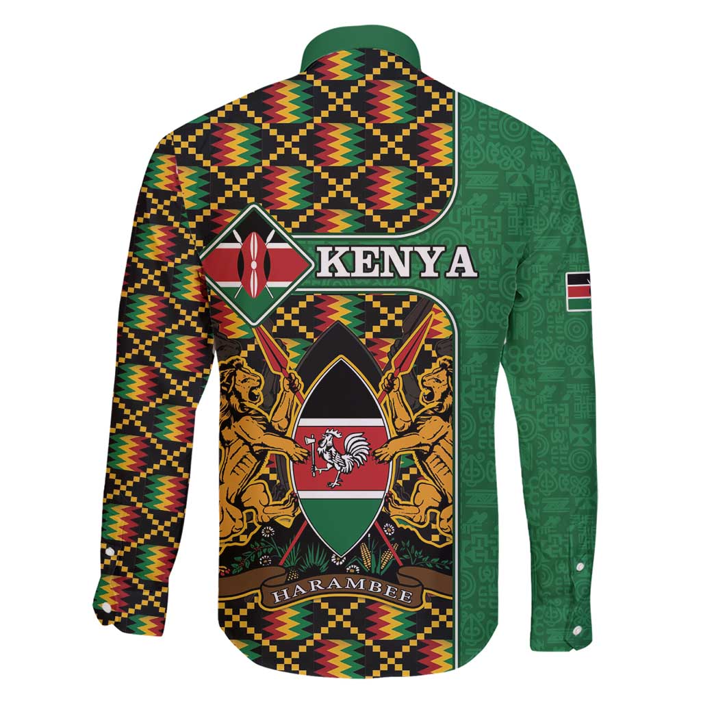Kenya Family Matching Short Sleeve Bodycon Dress and Hawaiian Shirt Coat Of Arms Kente Pattern - Wonder Print Shop
