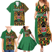 Kenya Family Matching Summer Maxi Dress and Hawaiian Shirt Coat Of Arms Kente Pattern - Wonder Print Shop